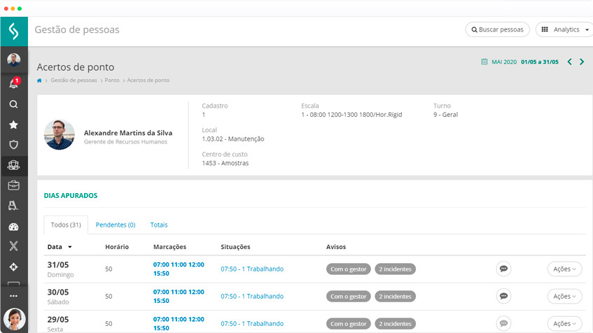 Tela Ponto eletrônico