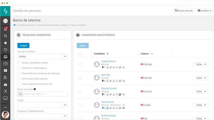 Tela Recrutamento e Seleção