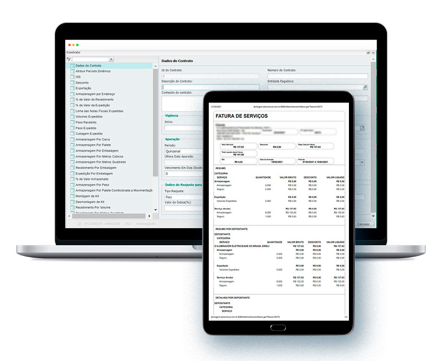 Tela gestão de contratos
