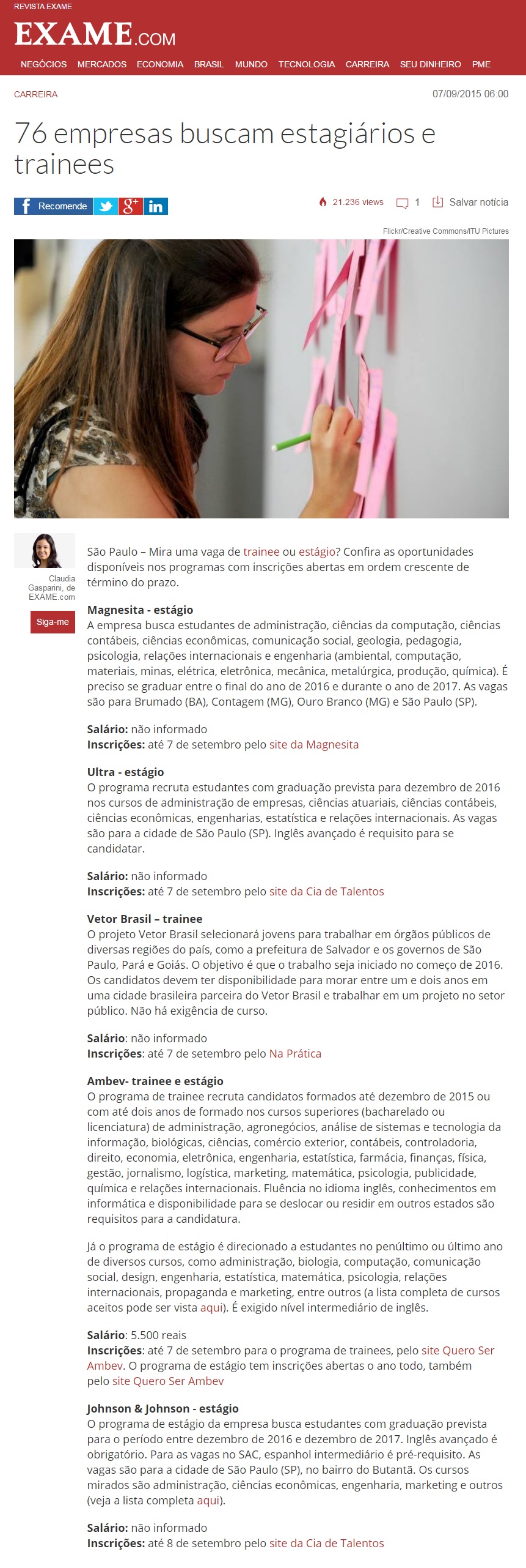 76 empresas buscam estagiários e trainees