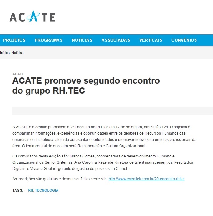 ACATE promove segundo encontro do grupo RH.TEC