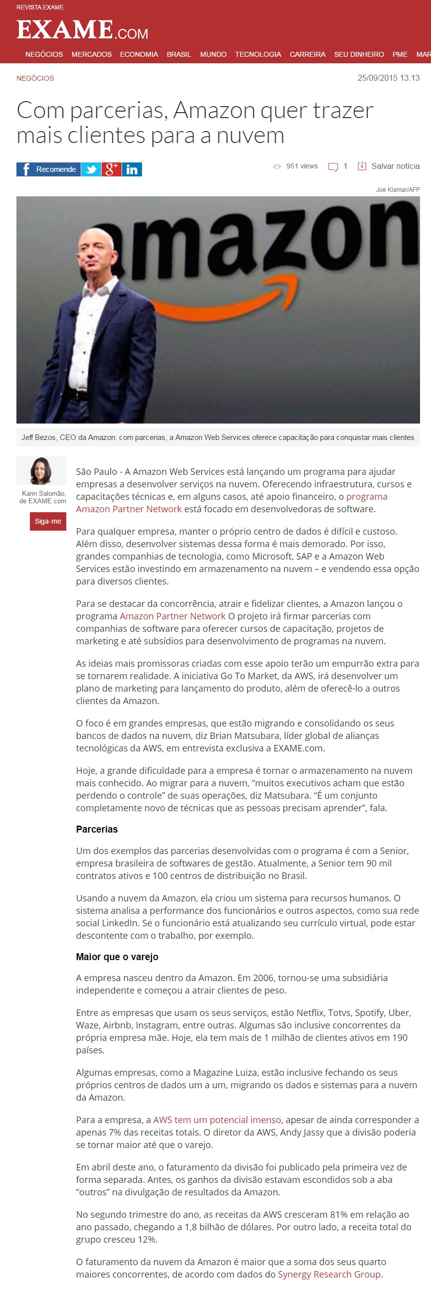 Com parcerias, Amazon quer trazer mais clientes para a nuvem