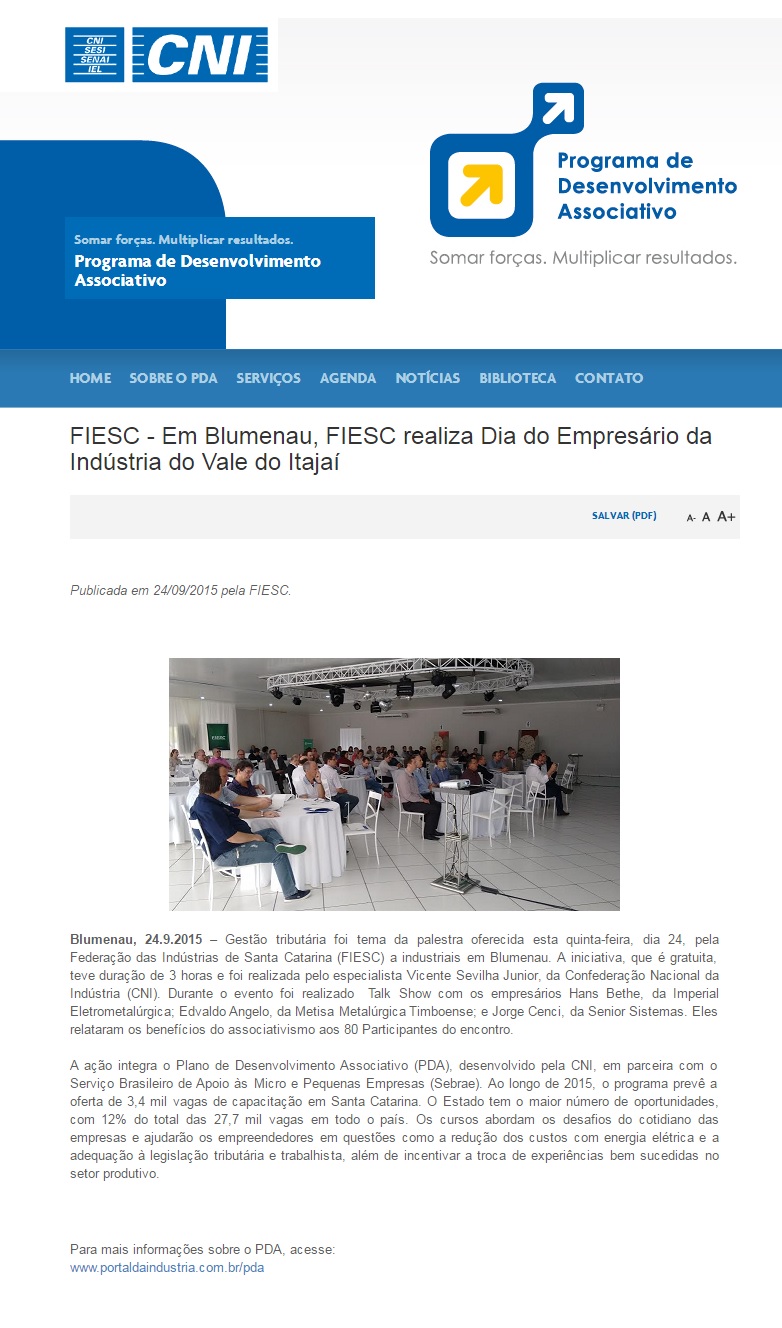 Em Blumenau, FIESC realiza Dia do Empresário da Indústria do Vale do Itajaí
