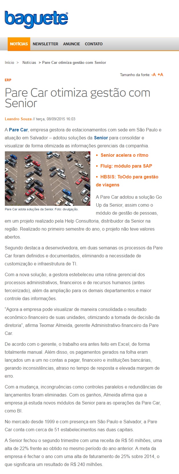 Pare Car otimiza gestão com Senior