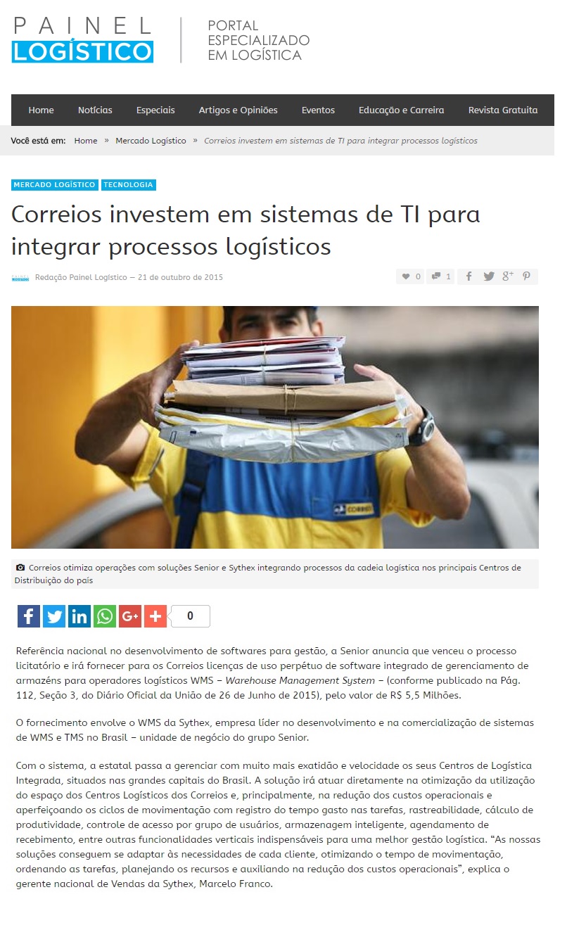 Correios investem em sistemas de TI para integrar processos logísticos