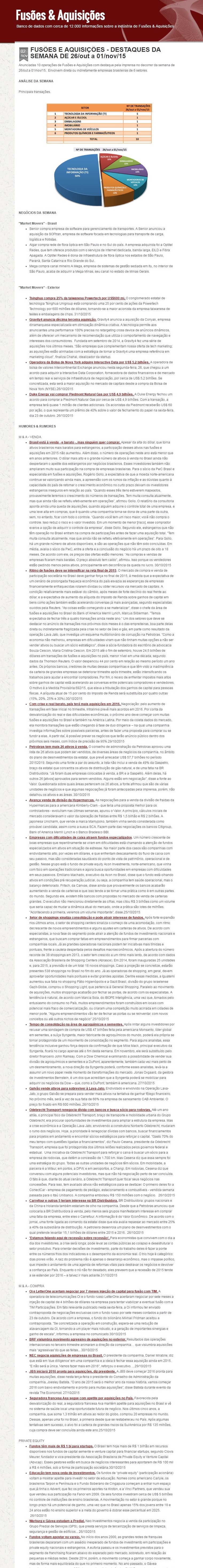 NEGÓCIOS DA SEMANA