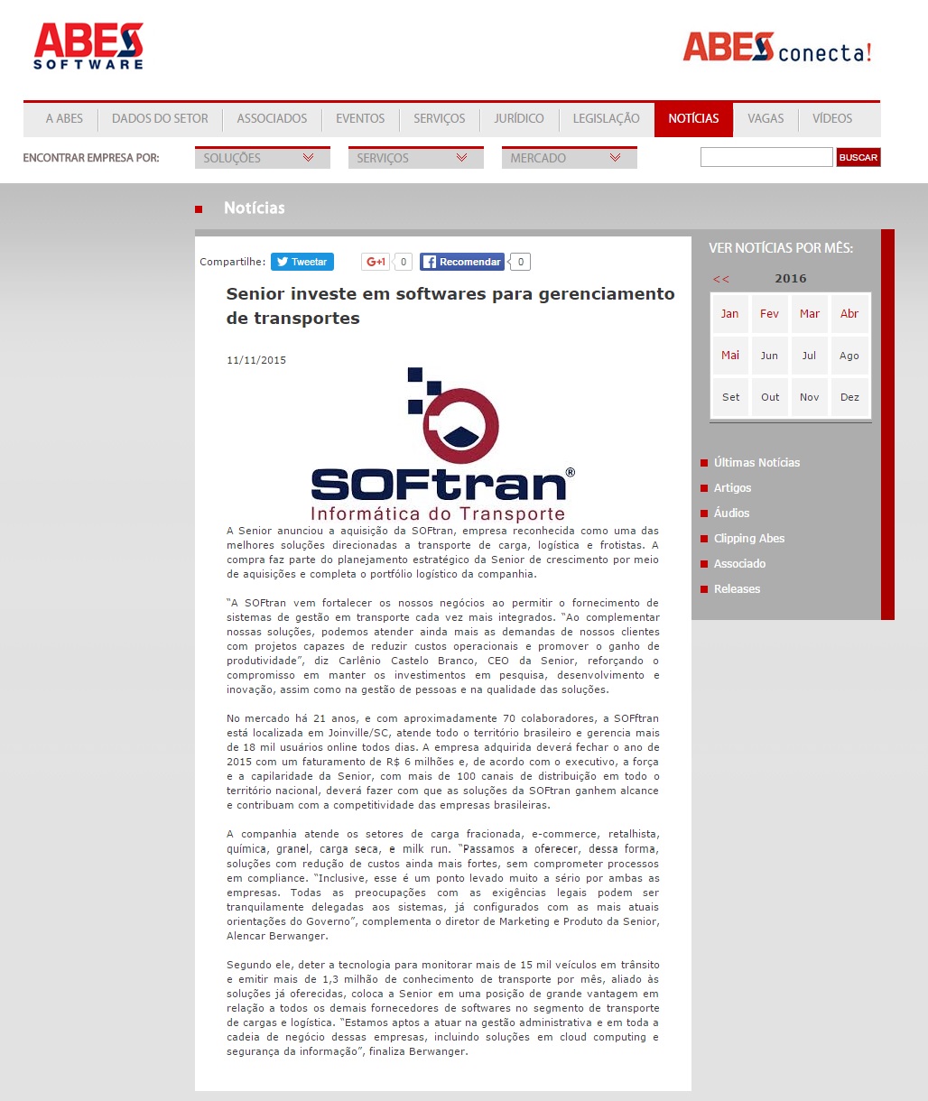 Senior investe em softwares para gerenciamento de transportes