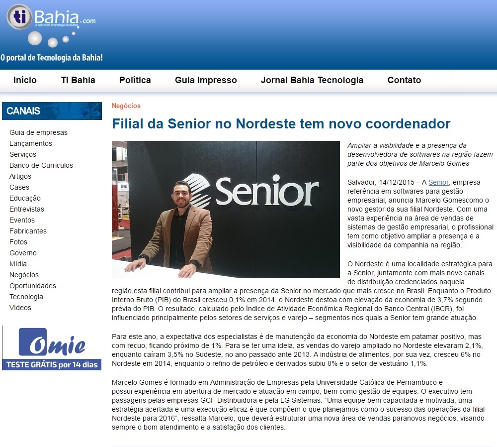Filial da Senior no Nordeste tem novo coordenador