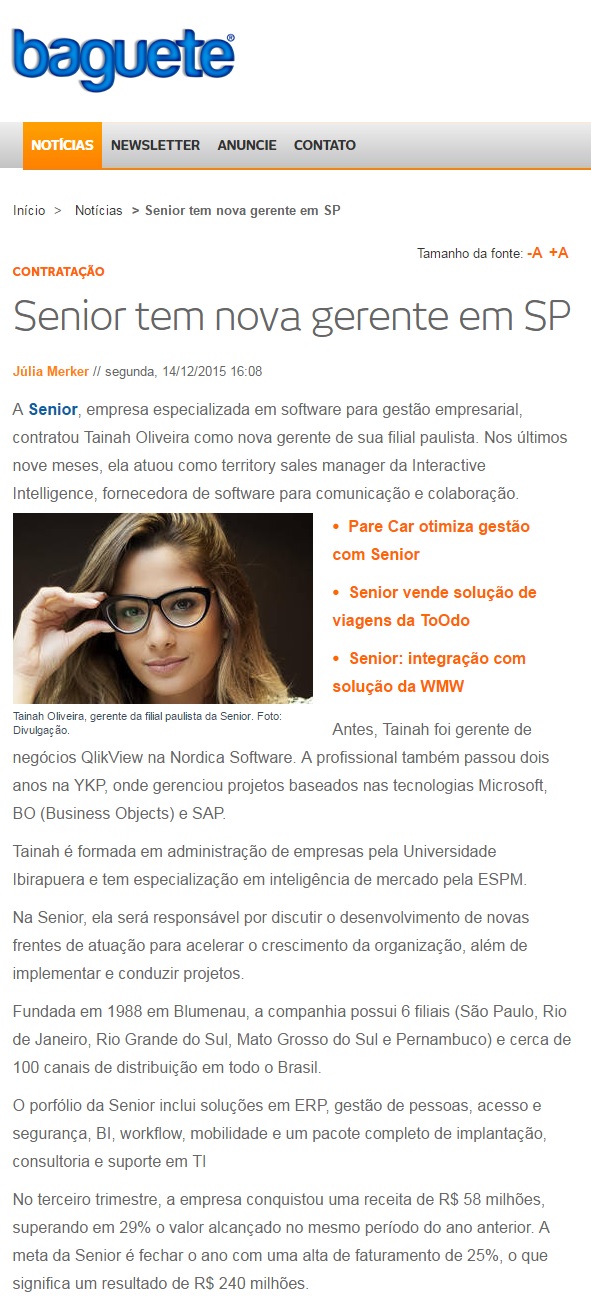 Senior tem nova gerente em SP