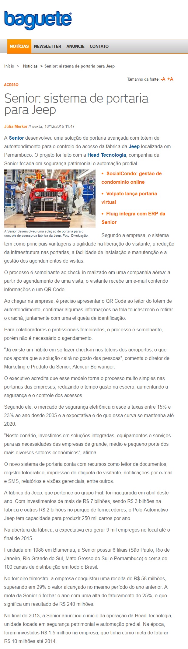Senior_ sistema de portaria para Jeep