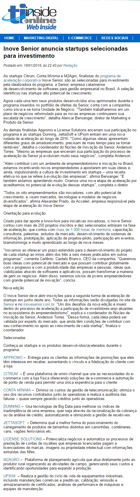 Inove Senior anuncia startups selecionadas