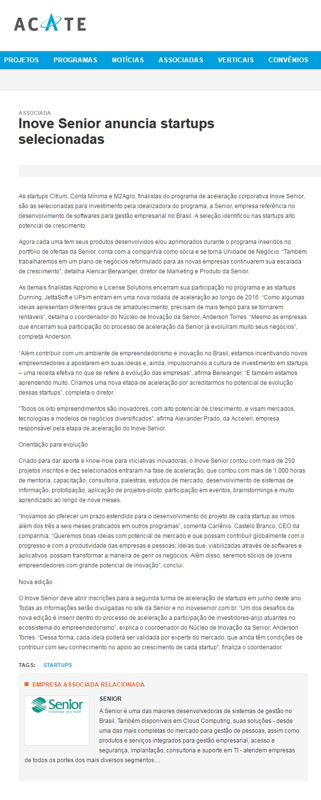 Inove Senior anuncia startups selecionadas