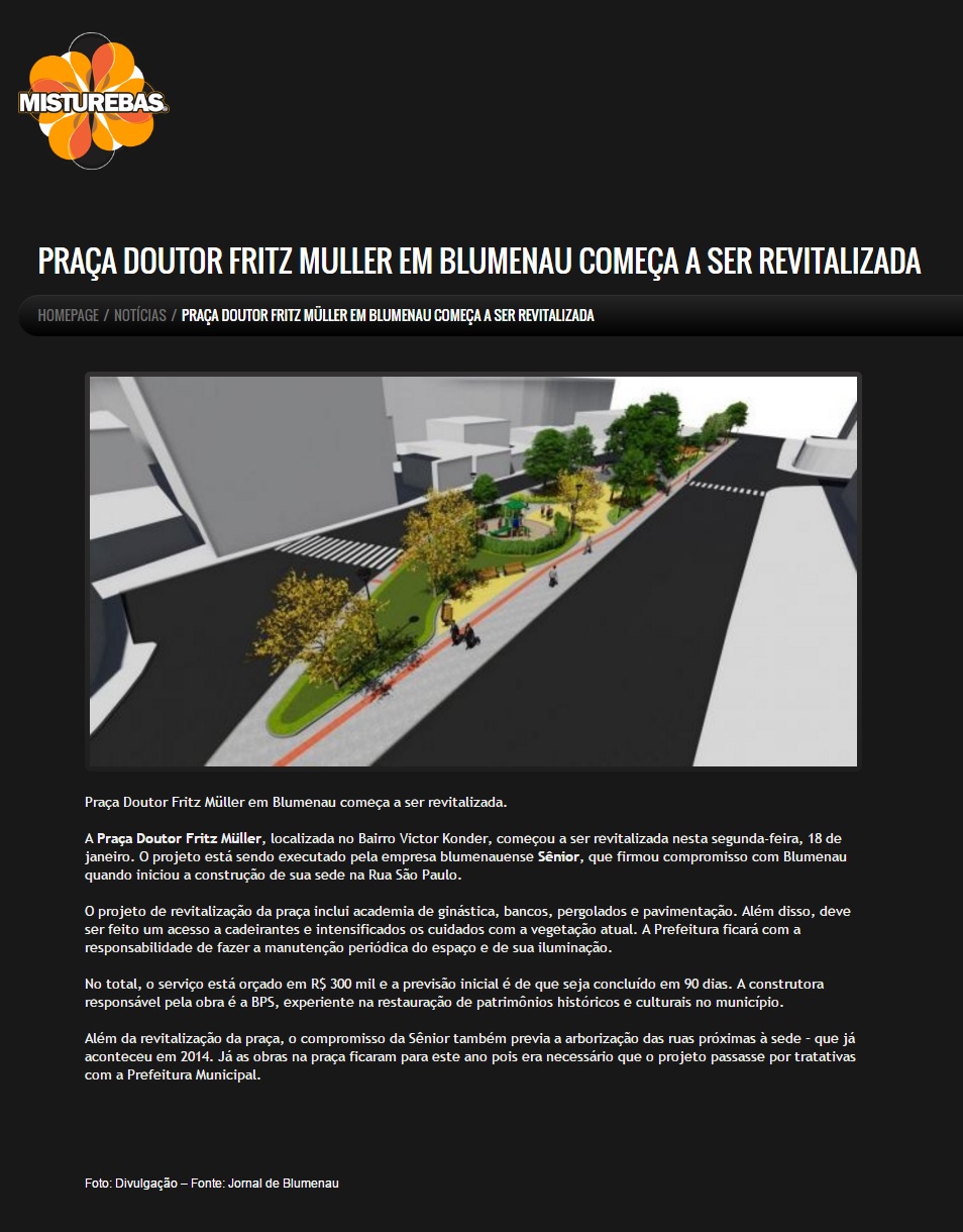 Praça Doutor Fritz Muller começa a ser revitalizada