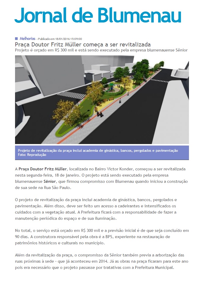 Praça Doutor Fritz Muller começa a ser revitalizada