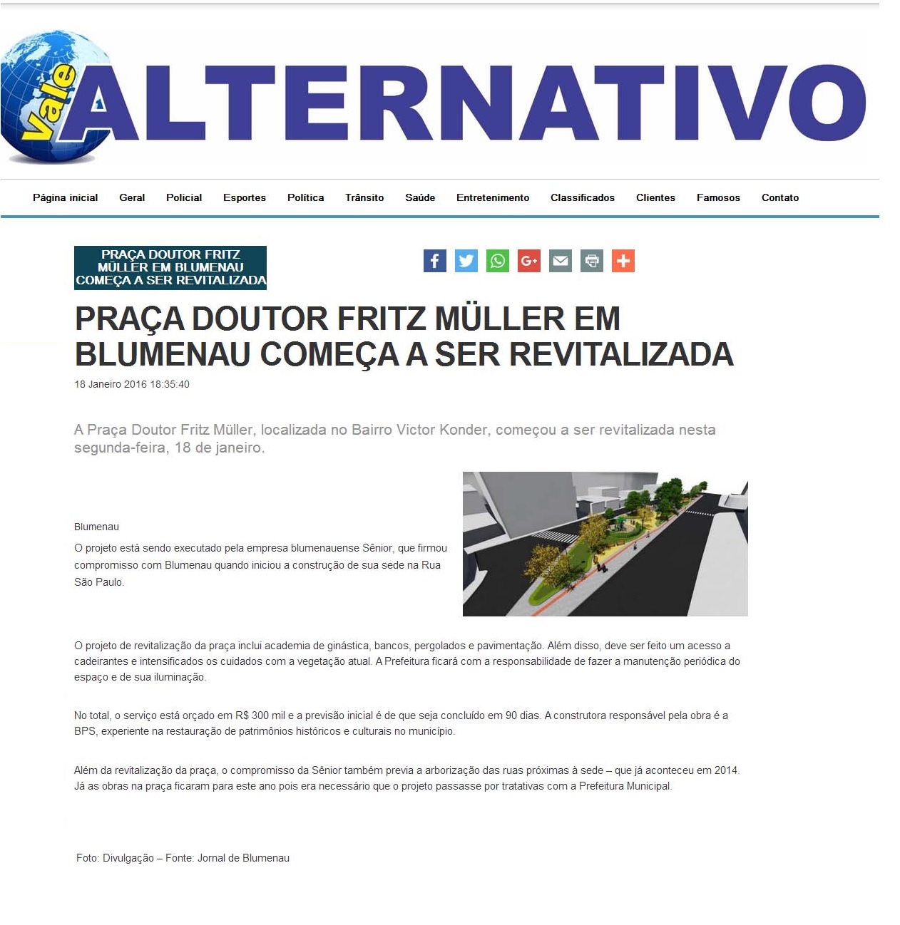 Praça Doutor Fritz Müller em Blumenau começa a ser revitalizada