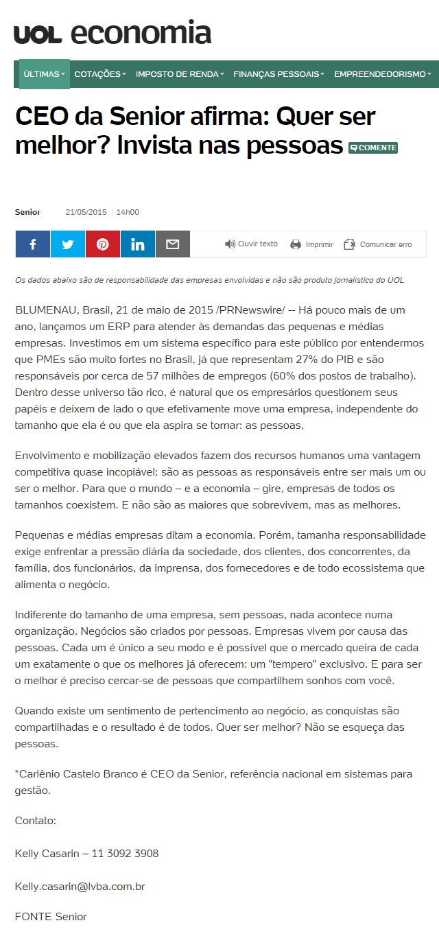 CEO da Senior afirma: Quer ser melhor? Invista nas pessoas