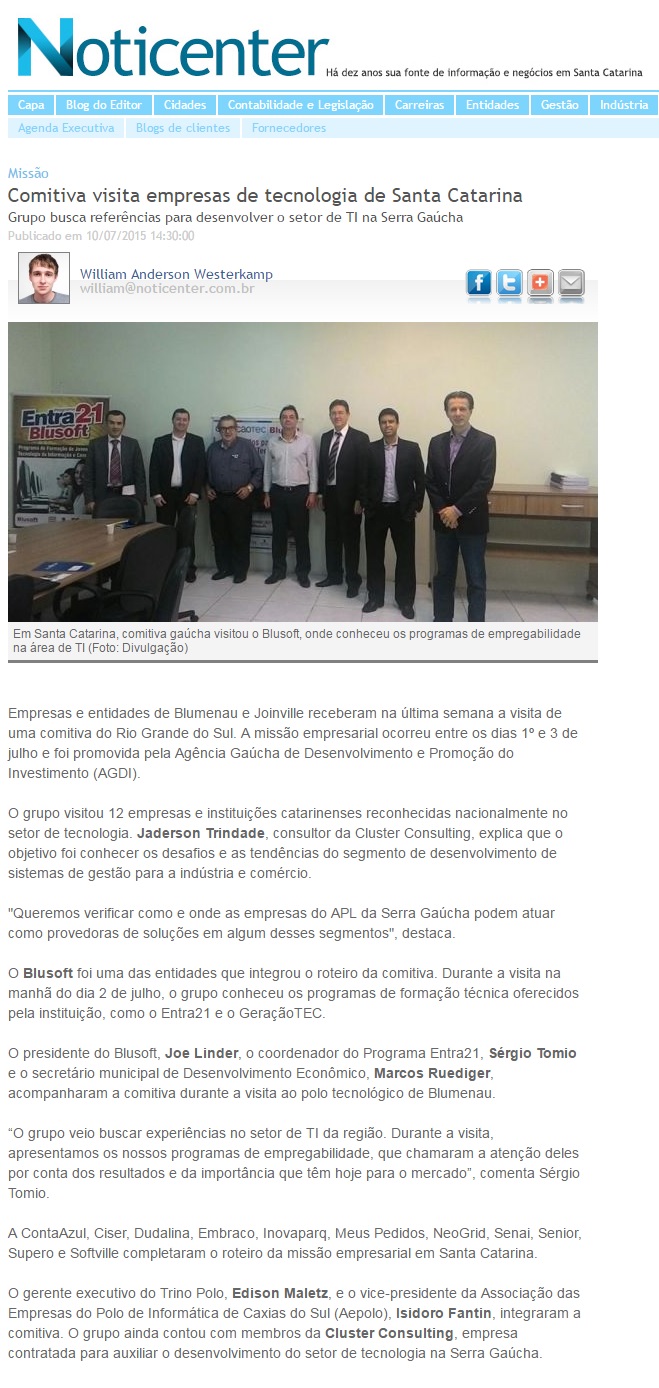 Comitiva visita empresas de tecnologia de Santa Catarina