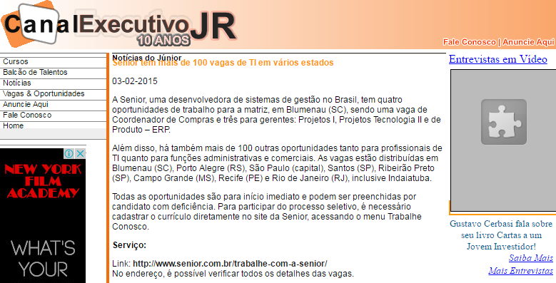 Senior tem mais de 100 vagas de TI em vários estados