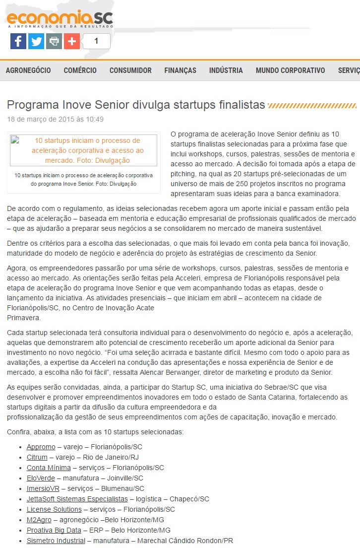 Programa Inove Senior divulga startups finalistas