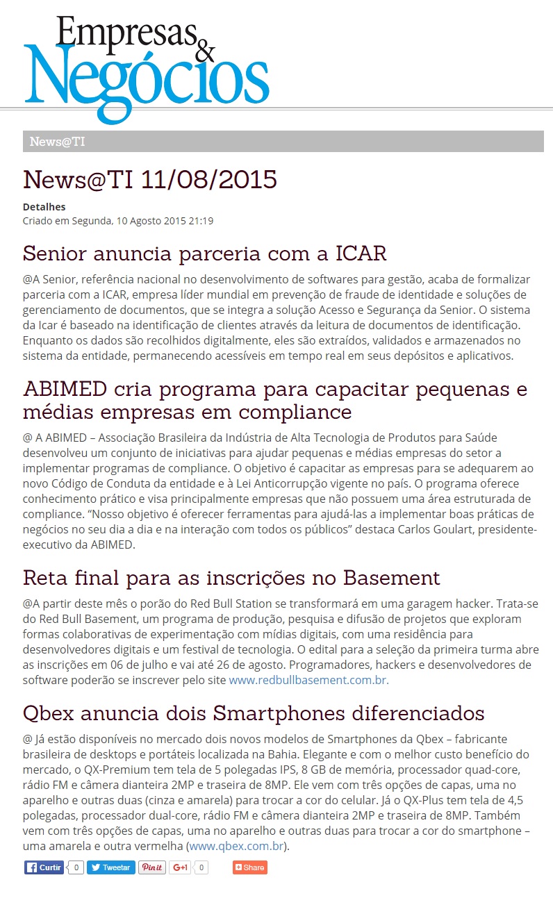 Senior anuncia parceria com a ICAR