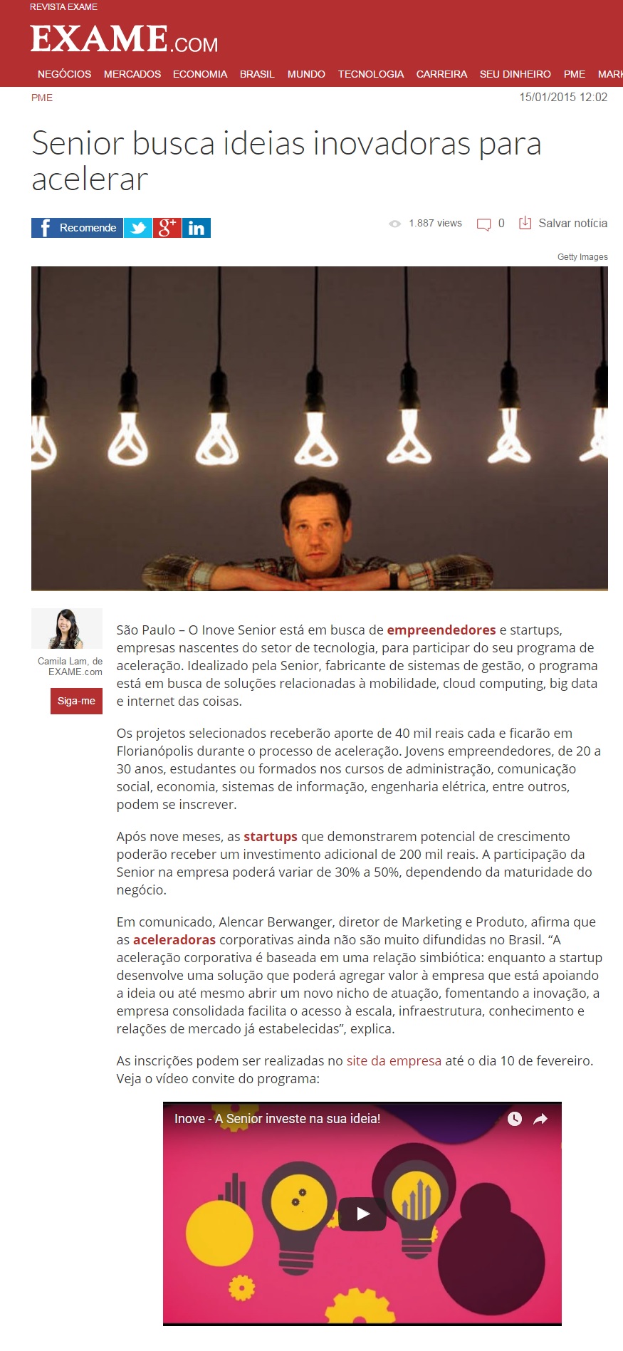 Senior busca ideias inovadoras para acelerar