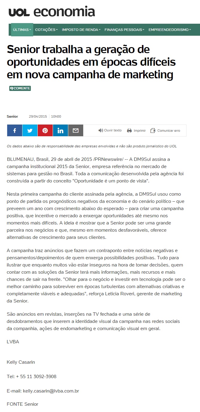Senior trabalha a geração de oportunidades em épocas difíceis em nova campanha de marketing