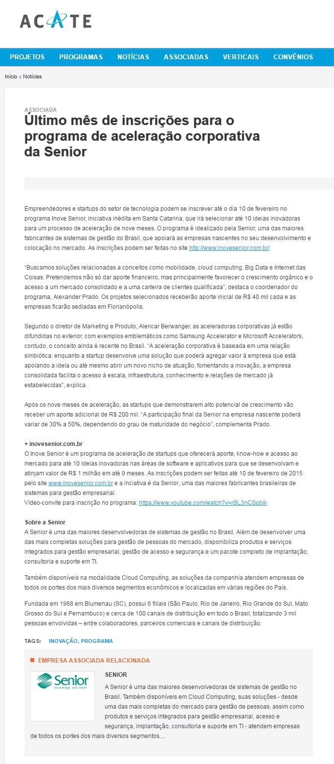 Último mês de inscrições para o programa de aceleração corporativa da Senior