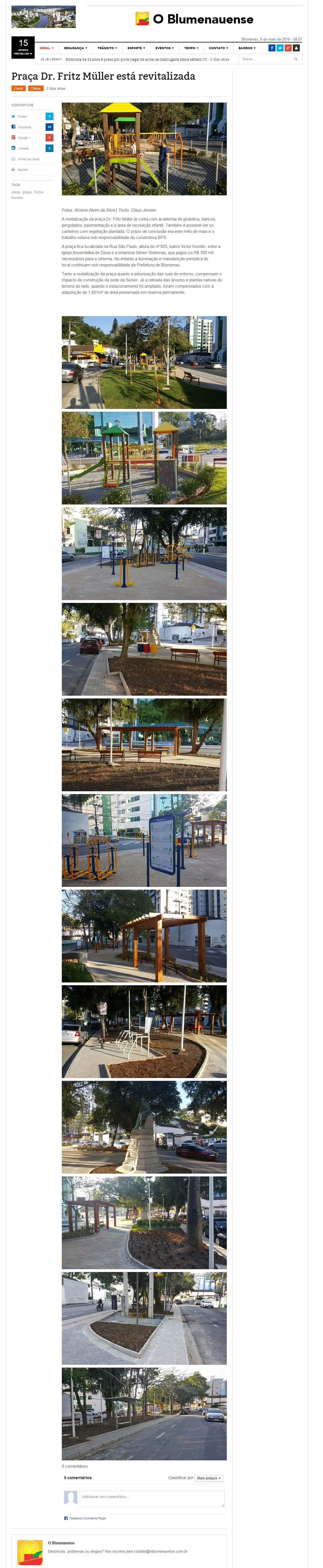 O BLUMENAUENSE | Praça Dr. Fritz Müller está revitalizada