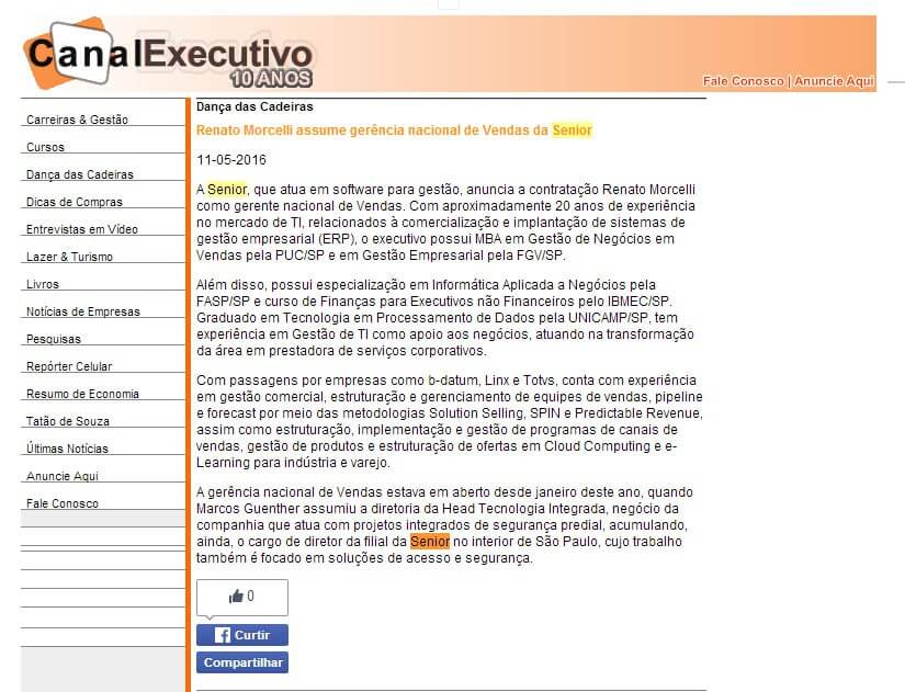 CANAL EXECUTIVO | Renato Morcelli assume gerência nacional de Vendas da Senior
