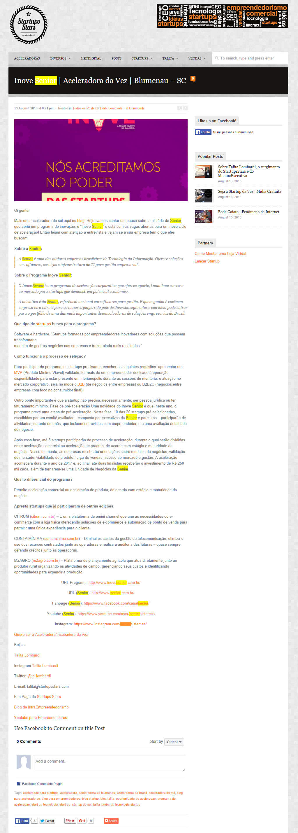 STARTUPS STARS | Inove Senior aceleradora da vez Blumenau – SC