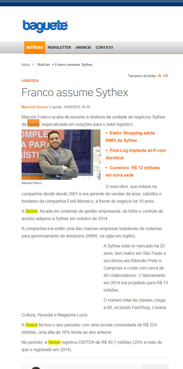 BAGUETE | Franco assume SYTHEX