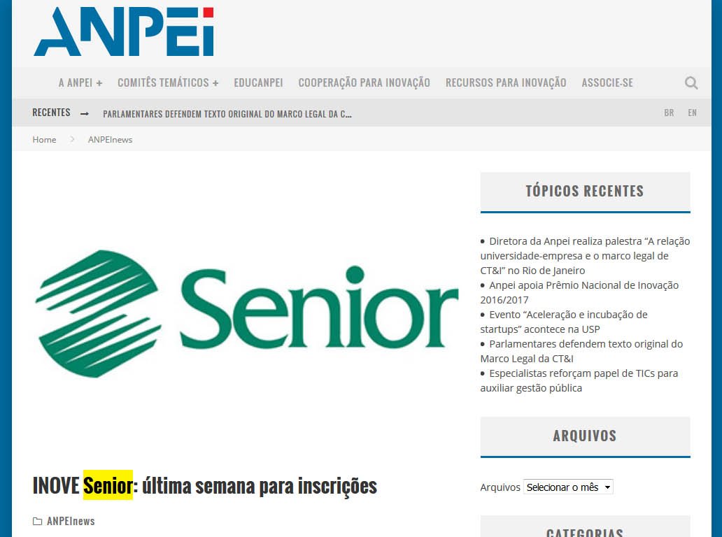 ANPEI | Inove Senior última semana para inscrições