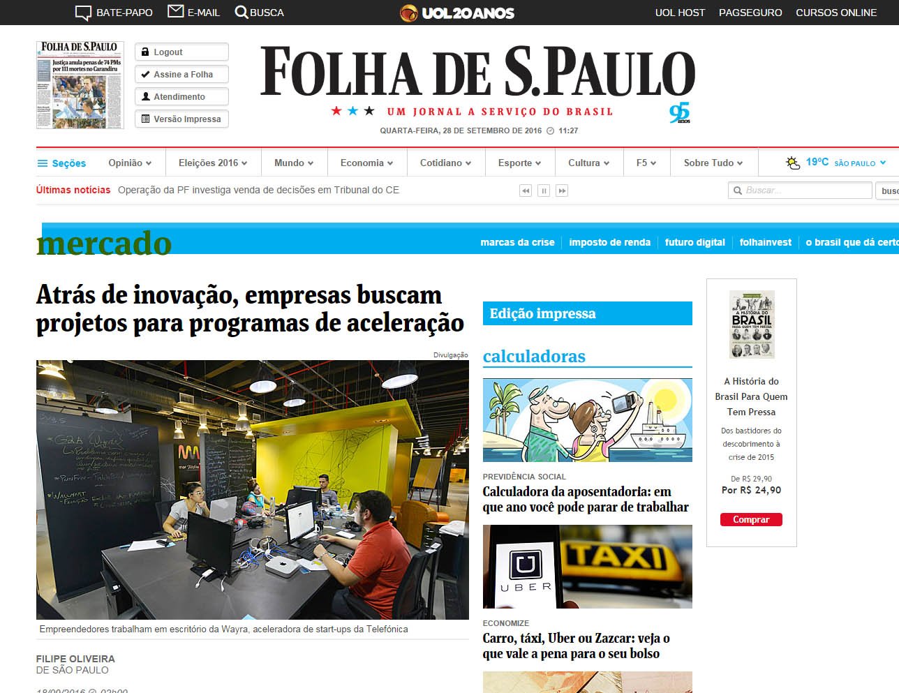 FOLHA | Atrás de inovação, empresas buscam projetos para programas de aceleração