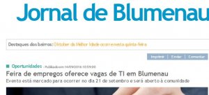 Jornal de Blumenau | Feira de empregos oferece vagas se TI em Blumenau