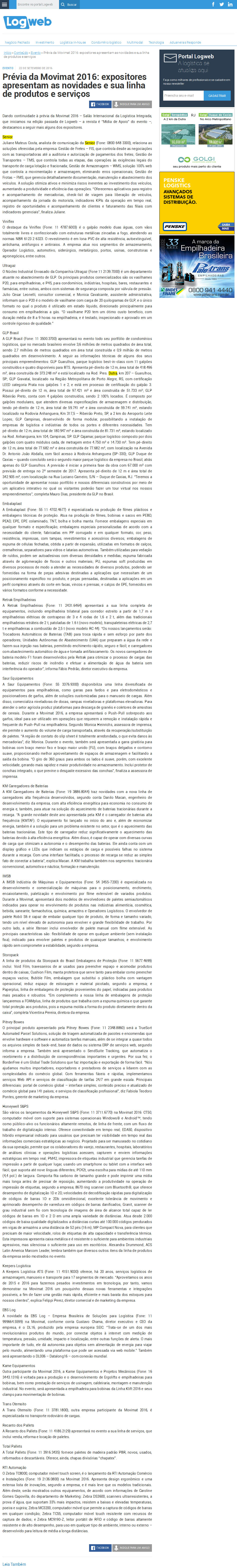 LOGWEB | Prévia da Movimat 2016 expositores apresentam as novidades e sua linha de produtos e serviços