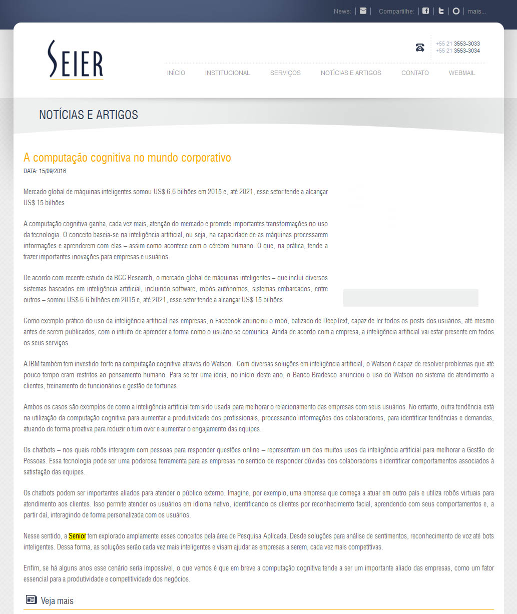 Seier | A computação cognitiva no mundo corporativo