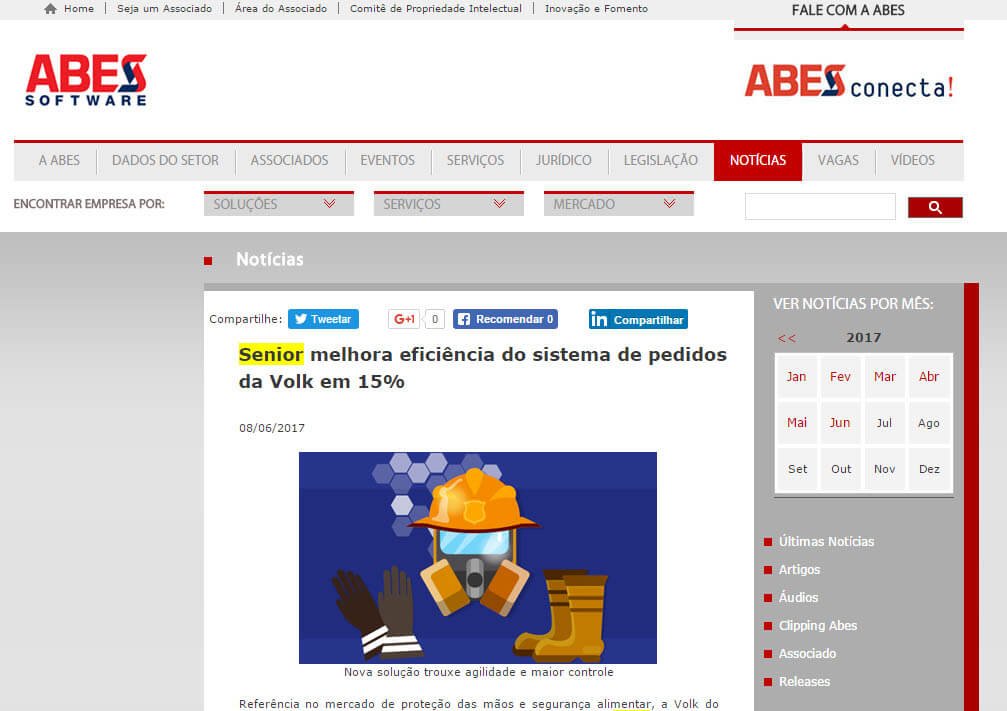 ABES SOFTWARE | Senior melhora eficiência do sistema de pedidos da Volk