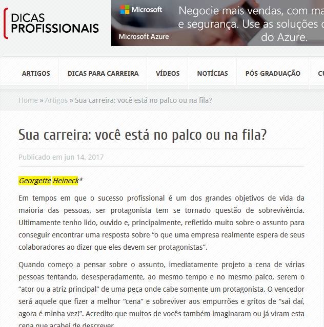 DICAS PROFISSIONAIS | Sua carreira você está no palco ou na fila