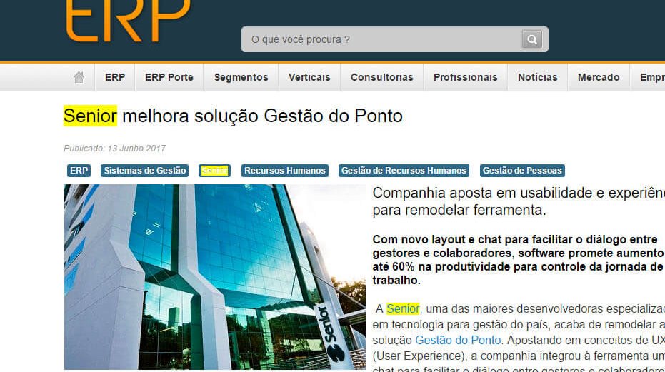 PORTAL ERP | Senior melhora solução Gestão do Ponto