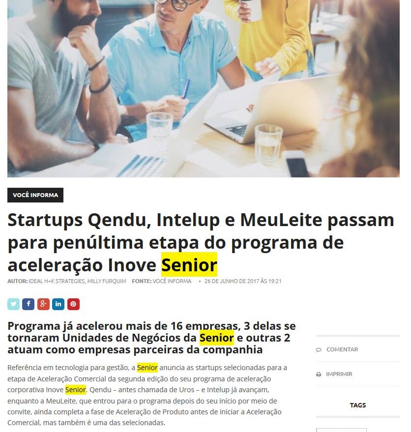 IT FORUM | Startups Qendu, Intelup e MeuLeite passam para penúltima etapa do programa de aceleração Inove Senior