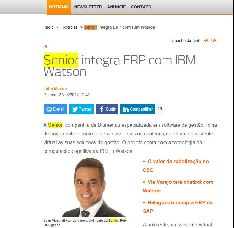 BAGUETE | Senior integra ERP com IBM Watson
