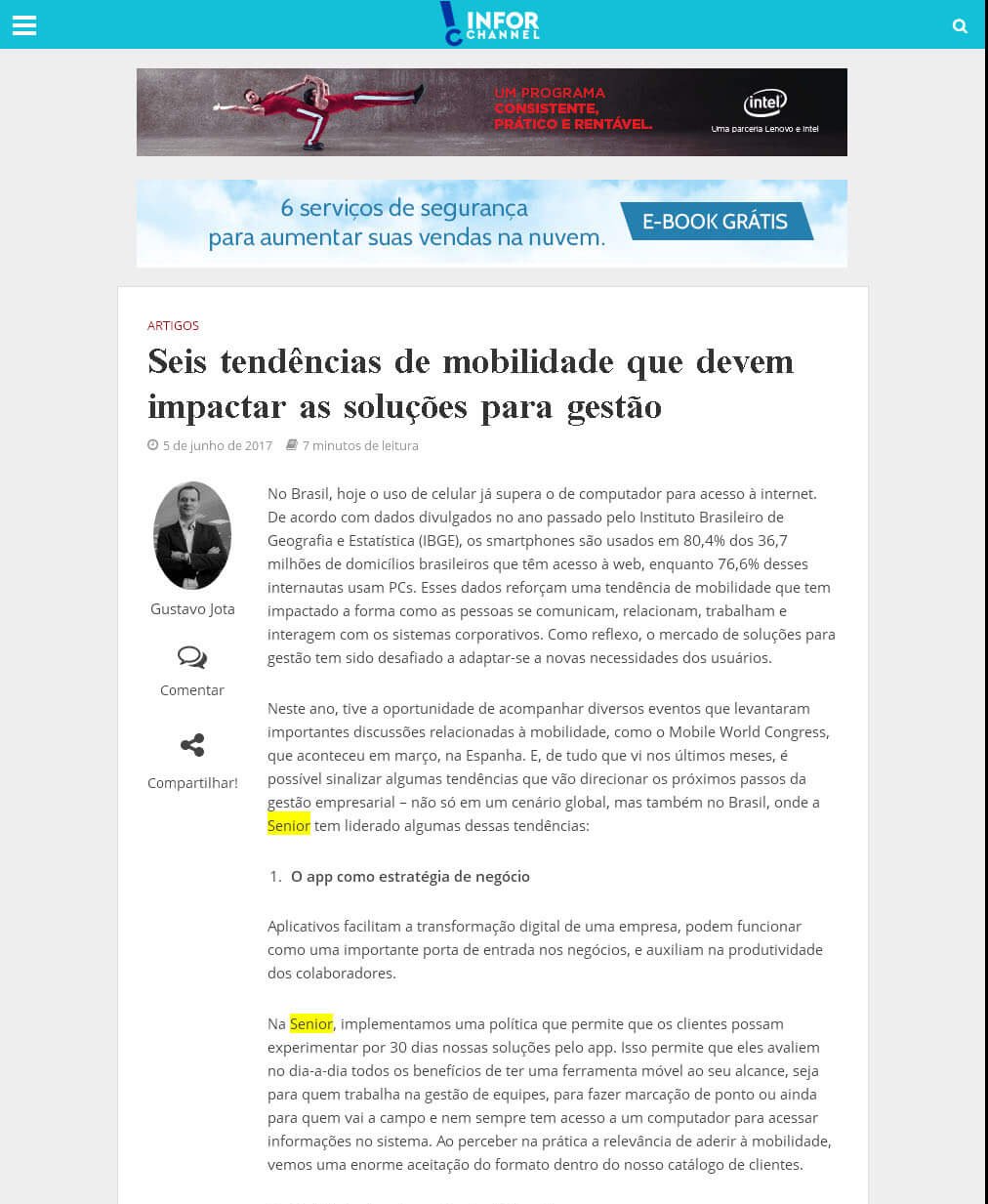 INFOR CHANNEL | Seis tendências de mobilidade que devem impactar as soluções para gestão