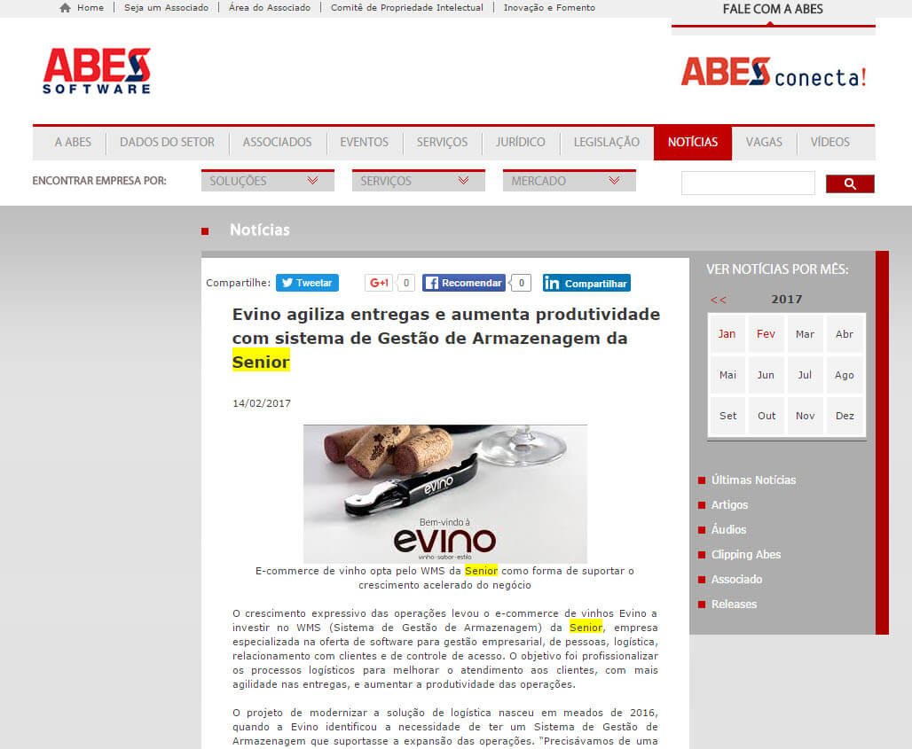ABES SOFTWARE | Evino agiliza entregas e aumenta produtividade com sistema de  Gestão de Armazenagem da Senior