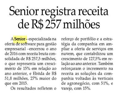JORNAL DO COMMERCIO-AM | Senior registra receita de r$ 257 milhões