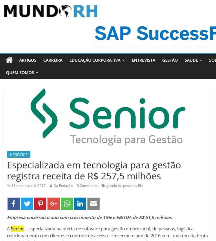 MUNDO RH | Especializada em tecnologia para gestão registra receita de r$ 257,5 milhões
