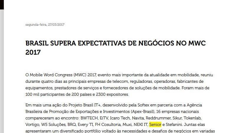 APEXBRASIL | Brasil supera expectativas de negócios no MWC 2017