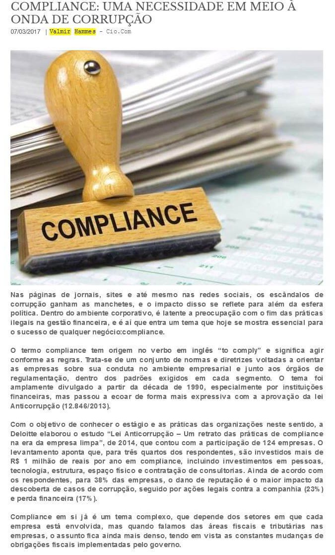 FISCALIZA BRASIL | Compliance uma necessidade em meio à onda de corrupção