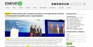 STARTUPI | Senior recebe prêmio por solução inovadora com Internet das Coisas e Computação Cognitiva para agronegócio.