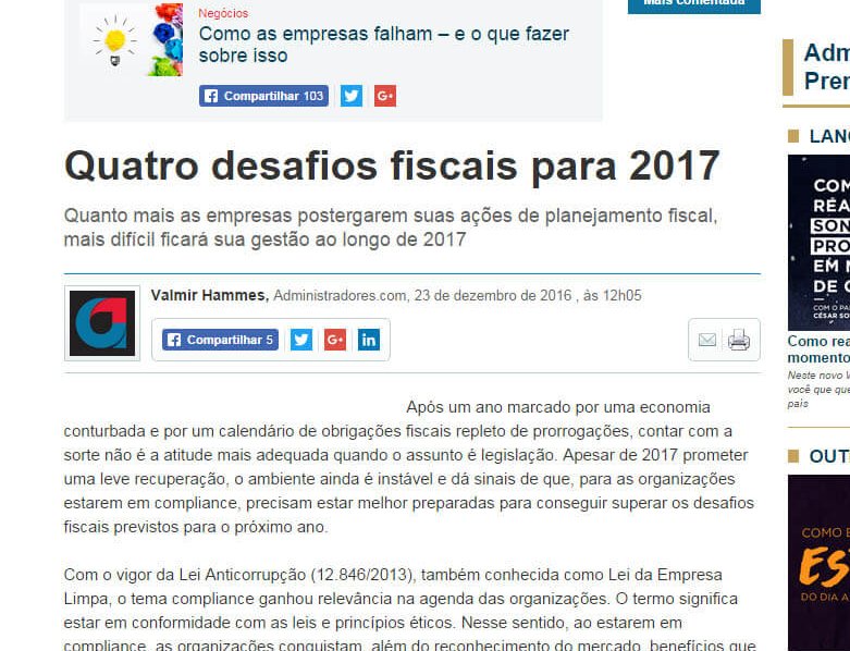 ADMINISTRADORES | Quatro desafios fiscais para 2017