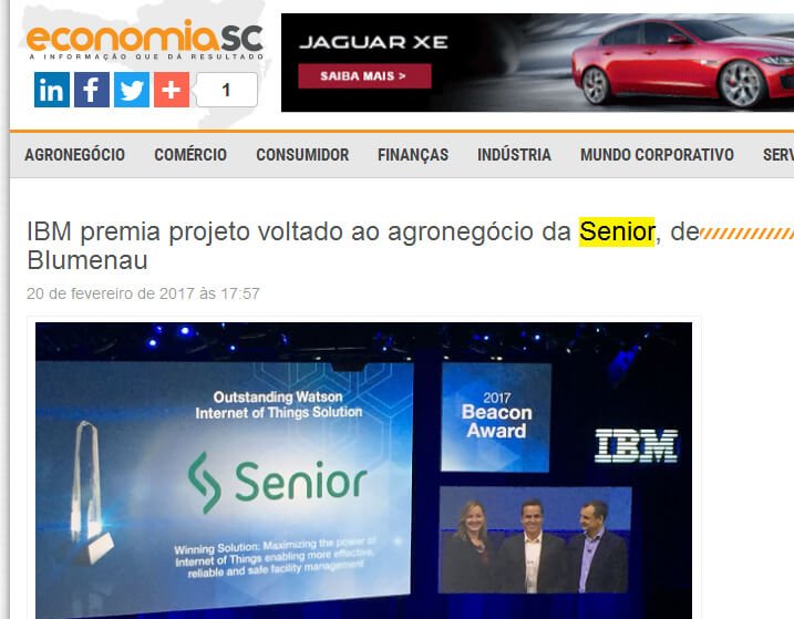 ECONOMIA SC | IBM premia projeto voltado ao agronegócio da Senior de Blumenau.